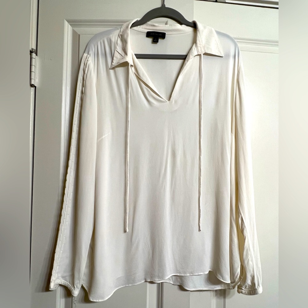 Ann Taylor White Long Sleeve Blouse